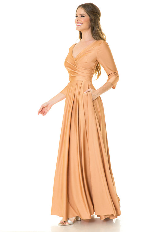 Clearance Blush Size S 3/4 Sleeve Mother Of The Bride Dress Flair A-Line Gown By Lenovia 5243
