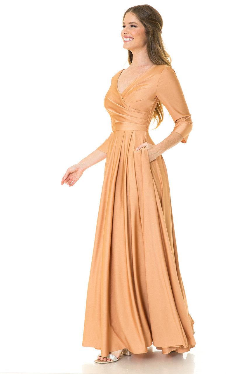 Clearance Blush Size S 3/4 Sleeve Mother Of The Bride Dress Flair A-Line Gown By Lenovia 5243
