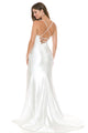 Elegant White Satin Spaghetti Strap Lace-Up Back Gown with High Slit Bridal Dress By Lenovia 8158