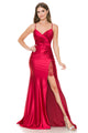 Satin Mermaid Gown with Crisscross Back and High Slit By Lenovia 8158