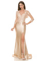 Vestido de noche de satén estilo sirena con corpiño bordado y chaqueta transparente de Lenovia 8175