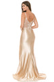 Vestido de noche de satén estilo sirena con corpiño bordado y chaqueta transparente de Lenovia 8175