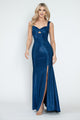 Shimmer Cutout Bodice Sleeveless Formal Corset Dress with Lace-Up Back and High Slit By Lenovia 5315