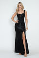 Shimmer Cutout Bodice Sleeveless Formal Corset Dress with Lace-Up Back and High Slit By Lenovia 5315