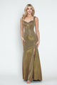 Shimmer Cutout Bodice Sleeveless Formal Corset Dress with Lace-Up Back and High Slit By Lenovia 5315