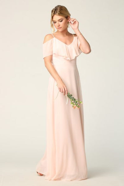 Cold Shoulder Chiffon Maxi Dress with Ruffle Overlay by Eva USA 3263