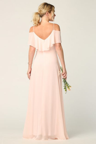 Cold Shoulder Chiffon Maxi Dress with Ruffle Overlay by Eva USA 3263