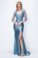 Vestido de noche de satén estilo sirena con corpiño bordado y chaqueta transparente de Lenovia 8175