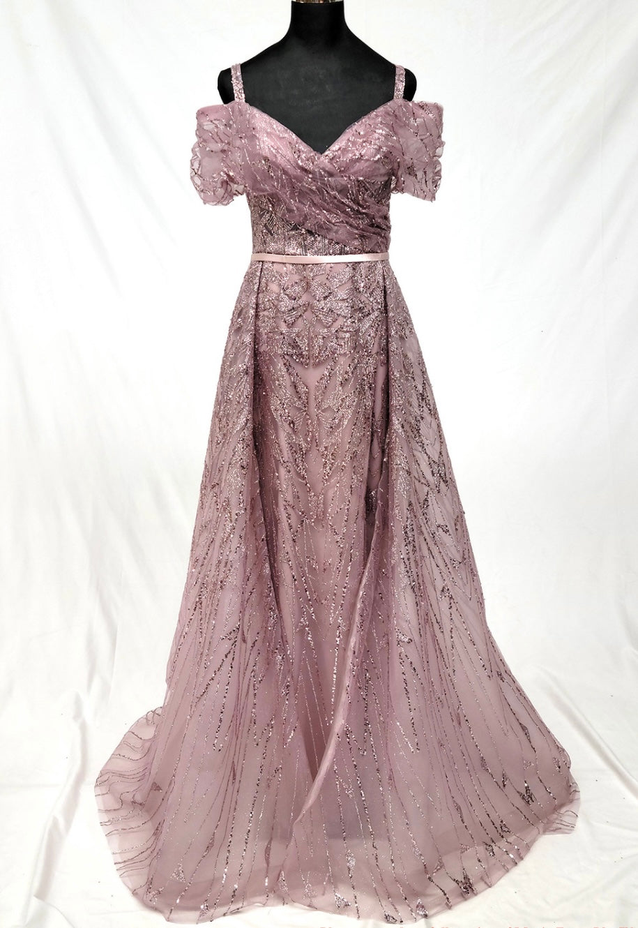 Chicas 17990 Romantic Evening A-Line Floor-Length Sequin Shimmer Satin Dress