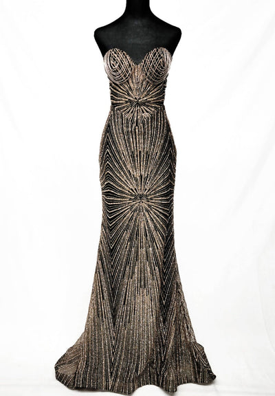 Chicas CF001 Evening Black Mermaid Strapless Floor-Length Fabric Dress