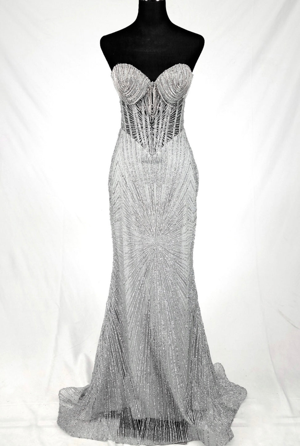 Chicas CF001 Evening Black Mermaid Strapless Floor-Length Fabric Dress