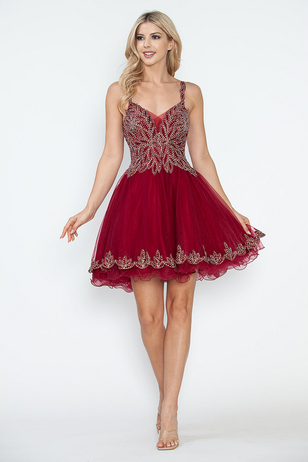 Lenovia BURGUNDY A-line Fit &amp; Flare Dress