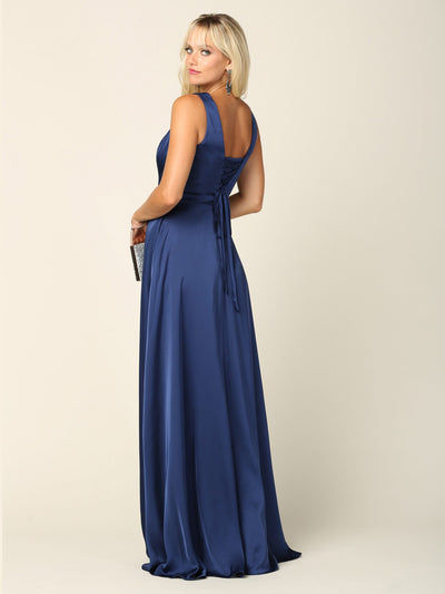 Eva USA 3423 Long Formal Sleeveless Satin Bridesmaids Dress