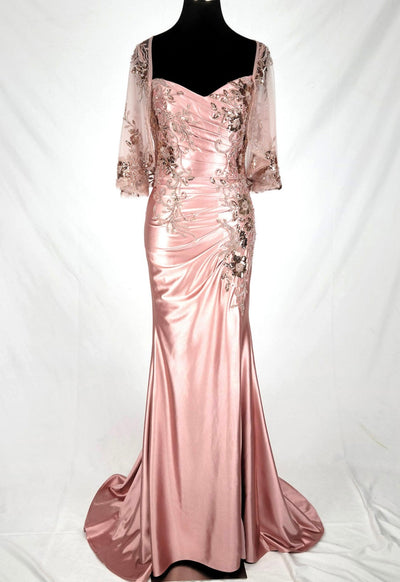 Chicas C364 Elegant Bridal Black Sweetheart Floor-Length Sequin Satin Dress