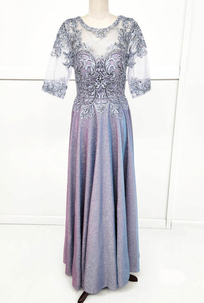 Chicas 5XL6XL Elegant Glitter Bridal Blue A-Line Illusion Tulle Dress