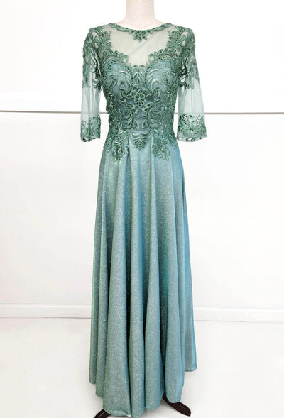 Chicas 5XL6XL Elegant Glitter Bridal Blue A-Line Illusion Tulle Dress
