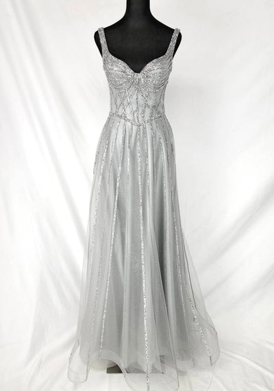 Chicas C834 Elegant Glitter Evening Black A-Line Floor-Length Tulle Dress
