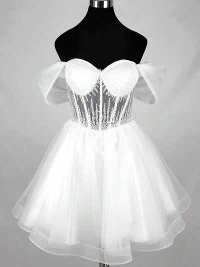 Chicas C363 Cocktail Pink Sweetheart Short Corset Beaded Organza Dress