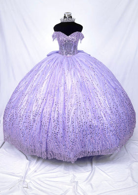 Chicas HF3116 Glitter Gold BallDress Floor-Length Corset Shimmer Fabric Dress