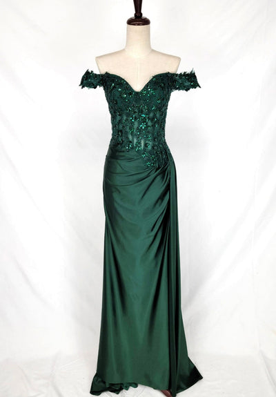 Chicas C362 Printed Evening Red Illusion Floral Floor-Length Satin Dress