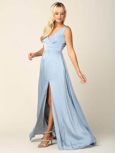 Eva USA 3423 Long Formal Sleeveless Satin Bridesmaids Dress