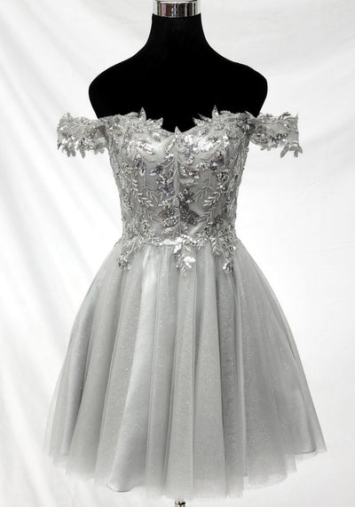 Chicas J051 Cocktail A-Line Short Sequin Embroidered Tulle Dress