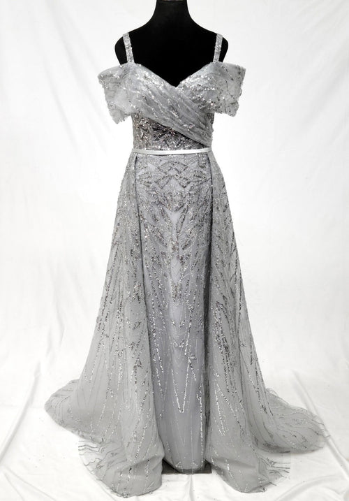 Chicas 17990 Glitter Evening A-Line Sweetheart Floor-Length Shimmer Satin Dress