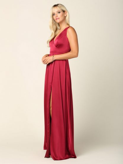 Eva USA 3423 Long Formal Sleeveless Satin Bridesmaids Dress