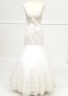 Chicas W1021 Romantic Bridal Mermaid Floor-Length Embroidered Appliqué Tulle Dress