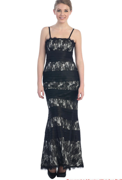 Chicas C1404 Printed Evening Black Strapless Floral Satin Dress