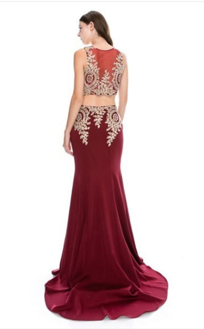 Chicas CC3010 Two-Piece Floor-Length Formal Style Fabric Dress