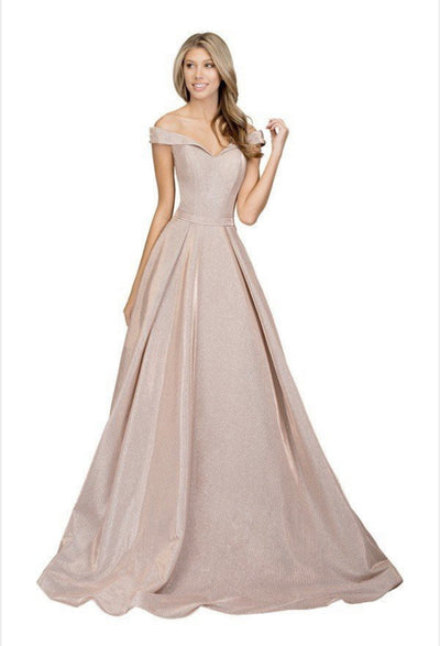Chicas BT9017 Off-Shoulder Floor-Length Pocket Formal Fabric Dress