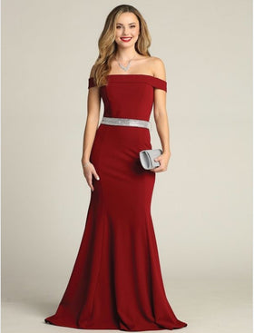 Chicas SS2014 Off-Shoulder Floor-Length Beaded Formal Fabric Dress