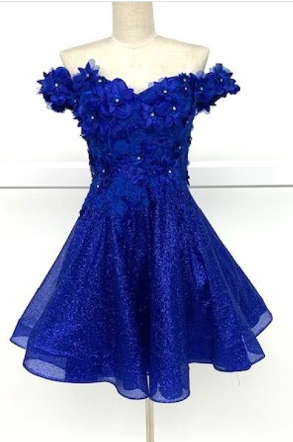 Chicas C312 Quinceañera Off-Shoulder Floral Short Fabric Dress