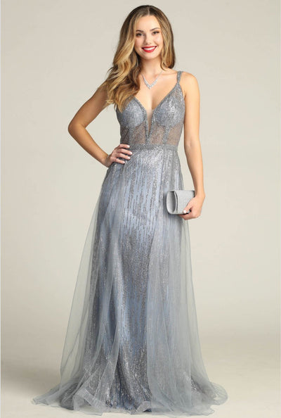 Chicas YG5021 Floor-Length Long Maxi Sequin Formal Style Fabric Dress