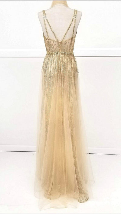 Chicas YG5021 Floor-Length Long Maxi Sequin Formal Style Fabric Dress