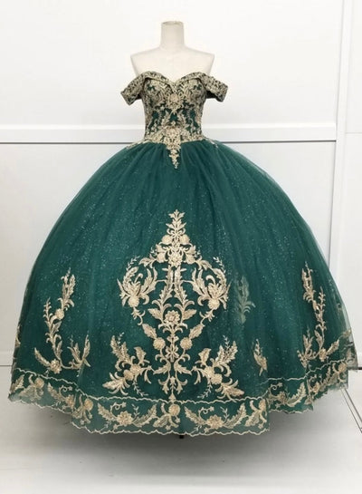 Chicas HF3006 Printed Quinceañera Blue BallDress Sweetheart Tulle Dress