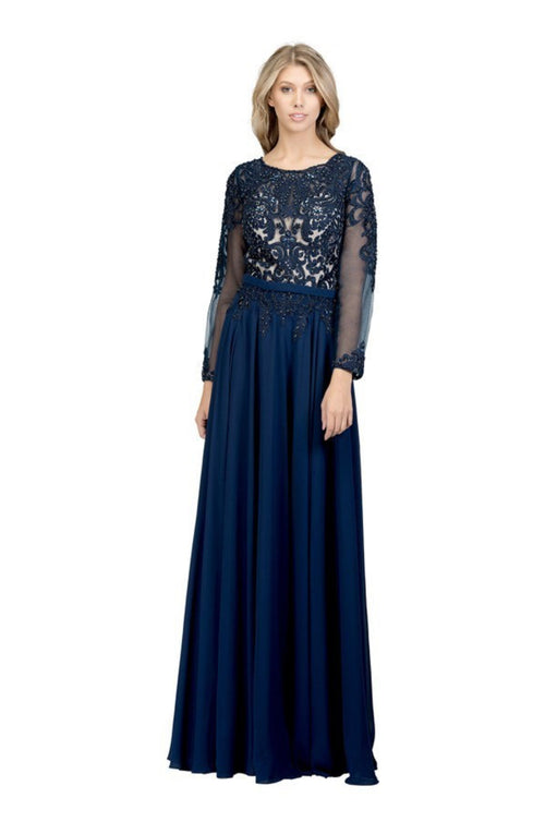 Chicas XR6003 Butterfly Floor-Length Long Chic Style Chiffon Dress