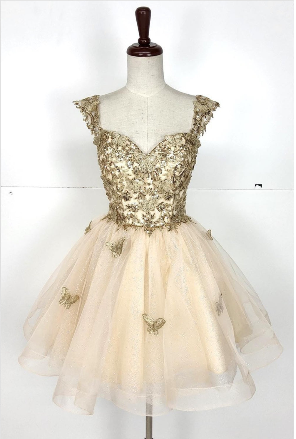 Chicas C330 Quinceañera Off-Shoulder Butterfly Short Fabric Dress