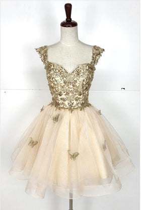 Chicas C330 Quinceañera Off-Shoulder Butterfly Short Fabric Dress