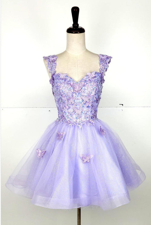 Chicas C330 Quinceañera Off-Shoulder Butterfly Short Fabric Dress
