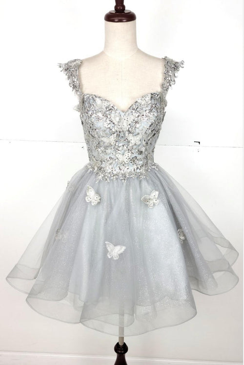 Chicas C330 Quinceañera Off-Shoulder Butterfly Short Fabric Dress