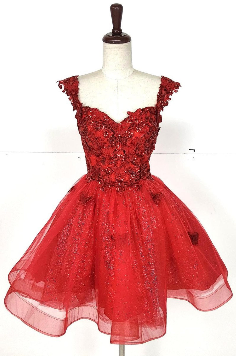 Chicas C330 Quinceañera Off-Shoulder Butterfly Short Fabric Dress