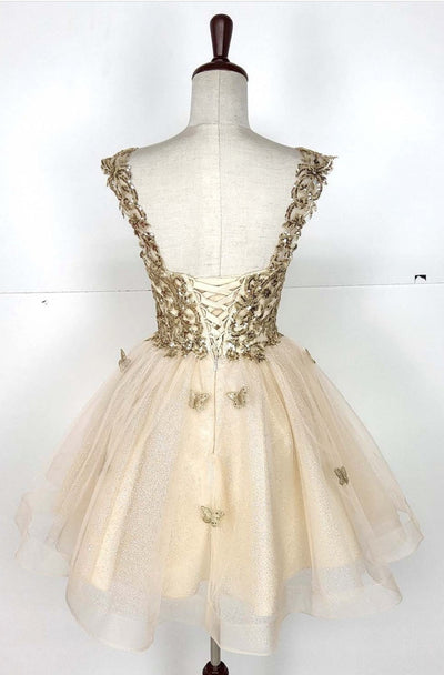 Chicas C330 Quinceañera Off-Shoulder Butterfly Short Fabric Dress