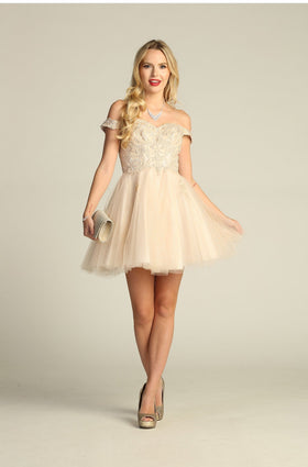 Chicas C314 Long Elegant Formal White Chic Style Fabric Dress