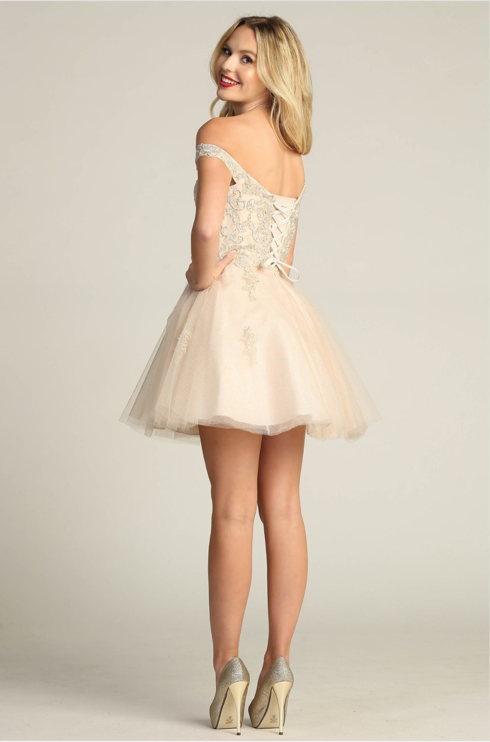 Chicas C314 Long Elegant Formal White Chic Style Fabric Dress