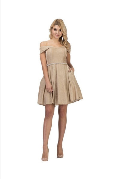 Chicas DM4014 Floor-Length Off-Shoulder Long Chic Style Fabric Dress