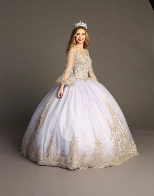 Chicas F3033L Romantic Quinceañera Royal BallDress Sweetheart Long Tulle Dress