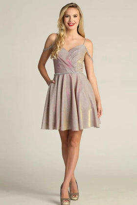Chicas J007 Floor-Length Long Short Strappy Chic Style Fabric Dress