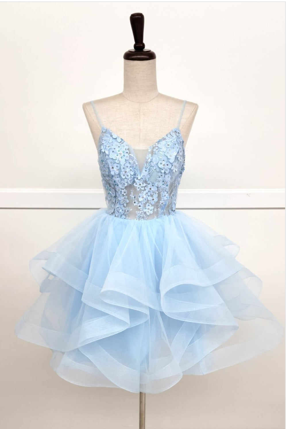 Chicas C320 Floor-Length Long Short Strappy Chic Style Fabric Dress